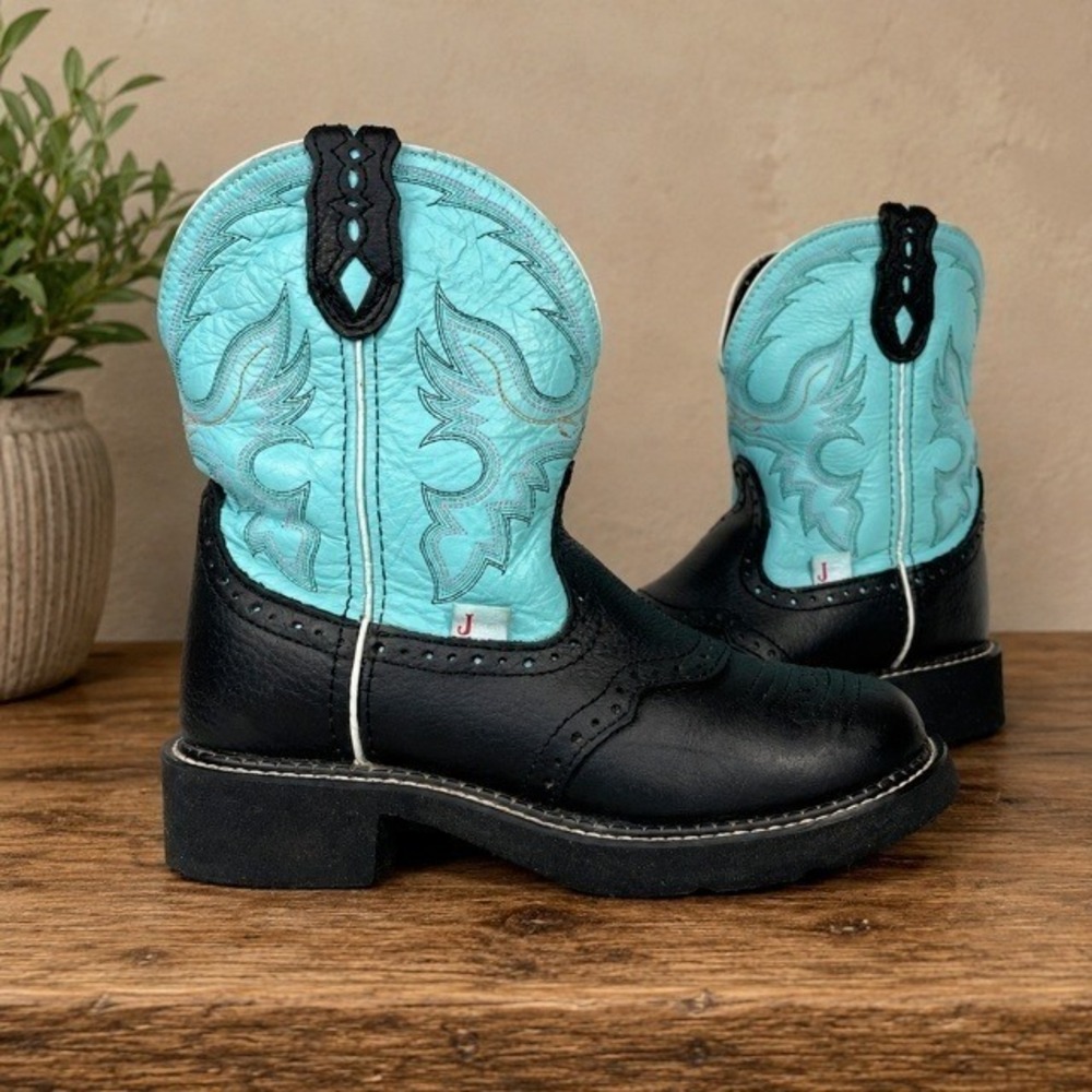 Justin Gypsy Gemma L9905 Women's 7.5B Black Turquoise Western Boots